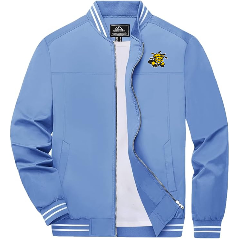 Men's   Wichita State Shockers Lightweight Zip-Up Bomber Jacket  Ribbed Collar and Cuffs Outerwear